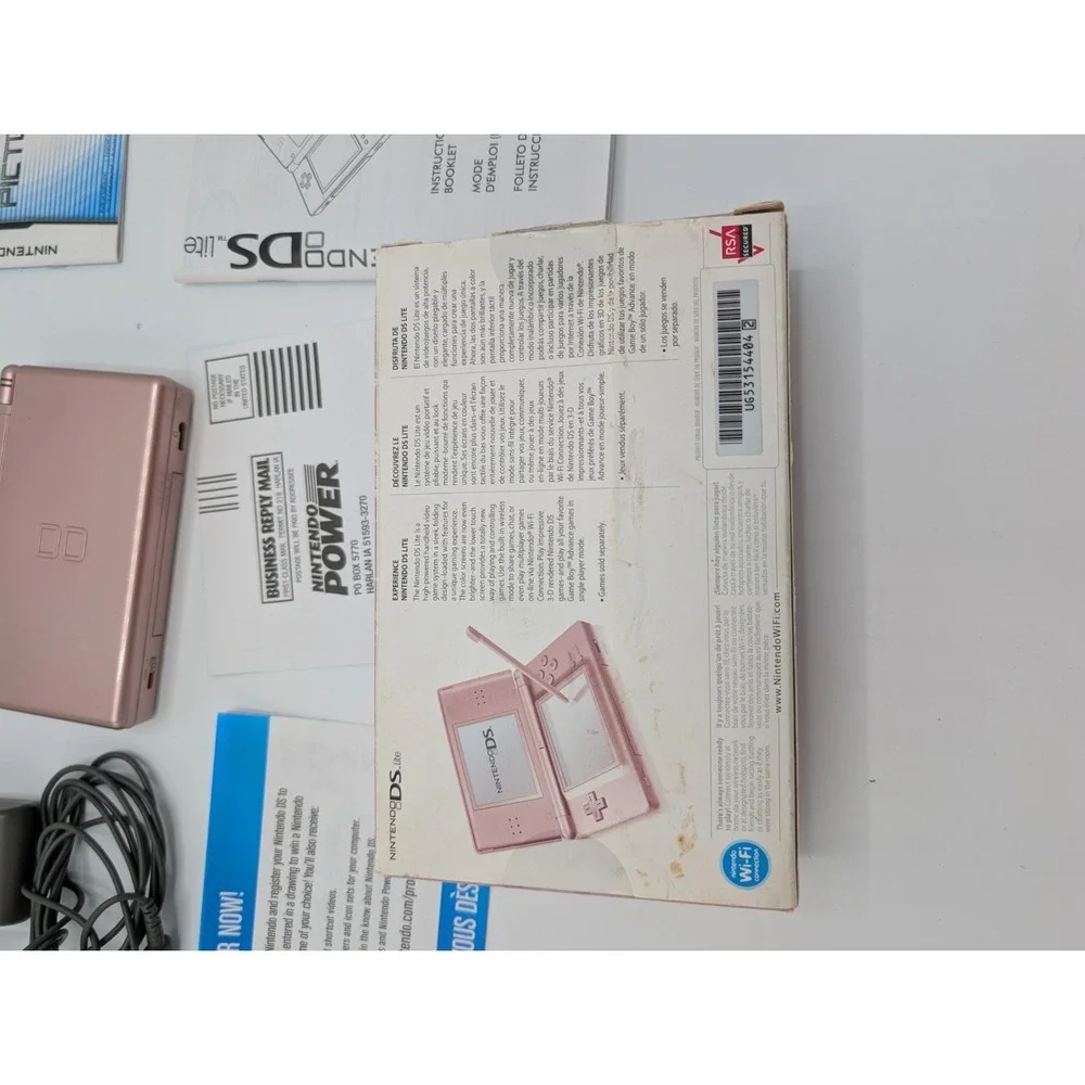 Nintendo DS Lite Coral Pink Console Complete In Box CIB Charger Manual Tested